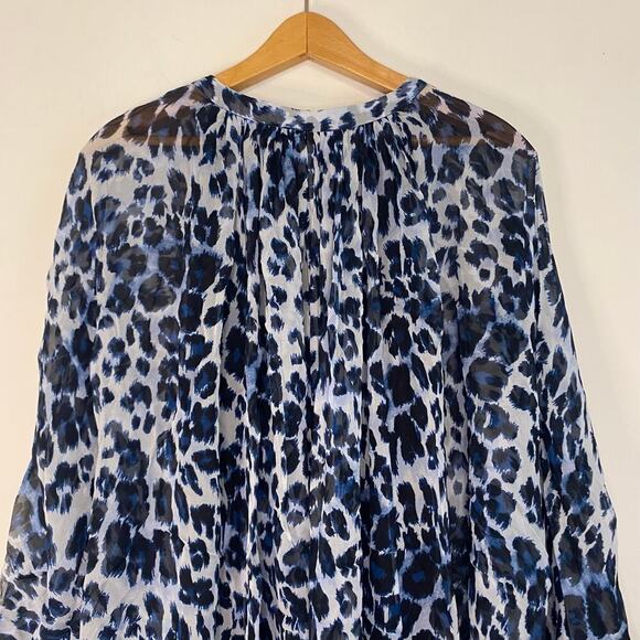 Diane Von Furstenberg Silk Blue Fleurette Leopard Print Dress Size 4 Lightweight - Picture 12 of 16